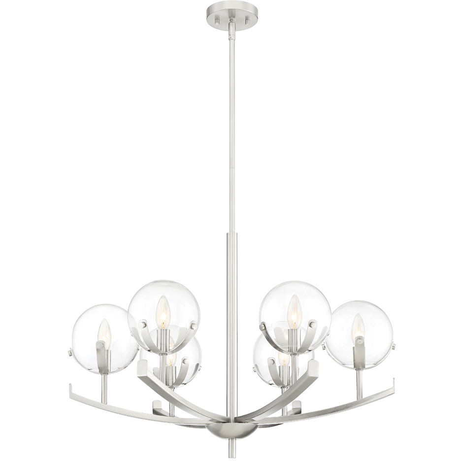 Spyglass 6 Light 28 inch Satin Platinum Chandelier Ceiling Light